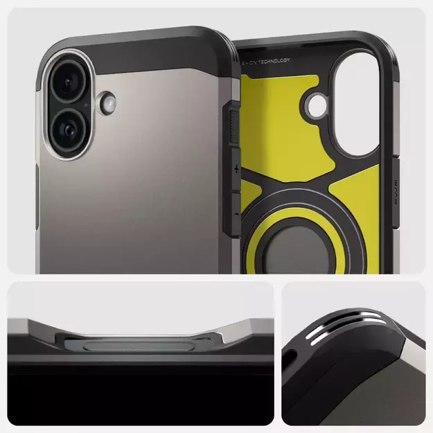 Spigen Tough Armor MagSafe case with stand for iPhone 16 - gunmetal 10