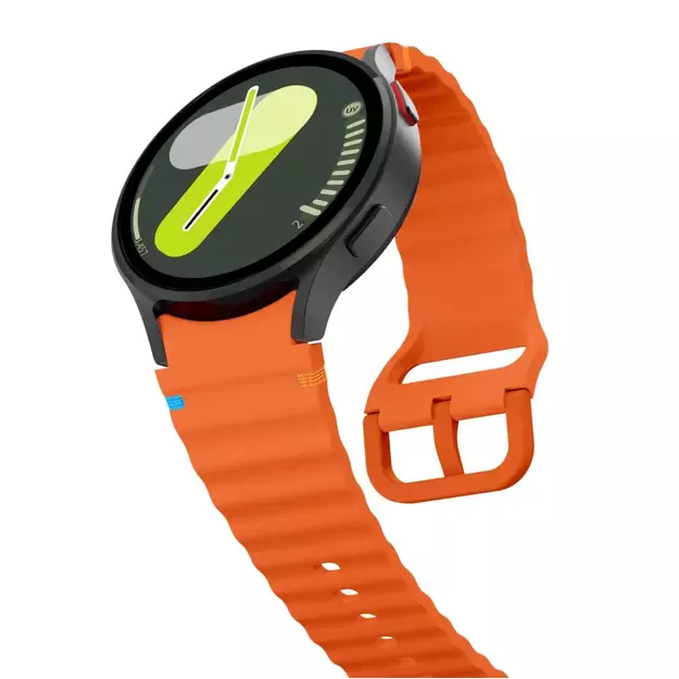 Tech-Protect Silicone Sport Strap for Samsung Galaxy Watch 4 / 5 / 5 Pro / 6 / 7 / FE - Orange 2