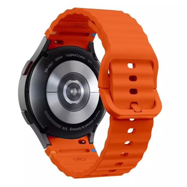 Tech-Protect Silicone Sport Strap for Samsung Galaxy Watch 4 / 5 / 5 Pro / 6 / 7 / FE - Orange 1