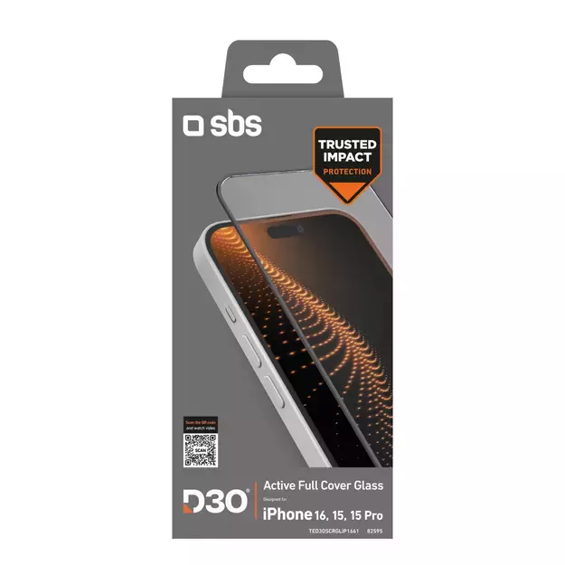 SBS Tempered Glass D3O with frame for iPhone 16 / iPhone 15 3