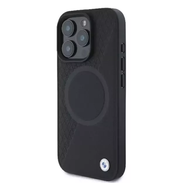 BMW Signature Leather Half Textured &amp  Circle MagSafe case for iPhone 16 Pro - black 2