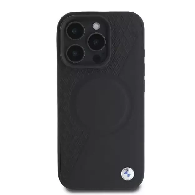 BMW Signature Leather Half Textured &amp  Circle MagSafe case for iPhone 16 Pro - black 4