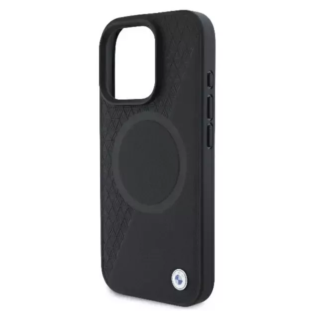BMW Signature Leather Half Textured &amp  Circle MagSafe case for iPhone 16 Pro - black 10