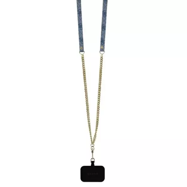 Guess Leather Metal Logo Strass Crossbody Case for iPhone 16 Pro - Blue 15