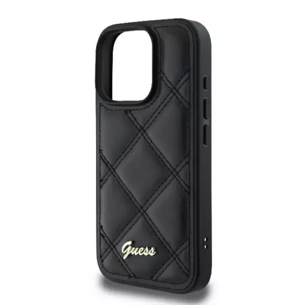 Guess Quilted Metal Logo iPhone 16 Pro Max Case - Black 12