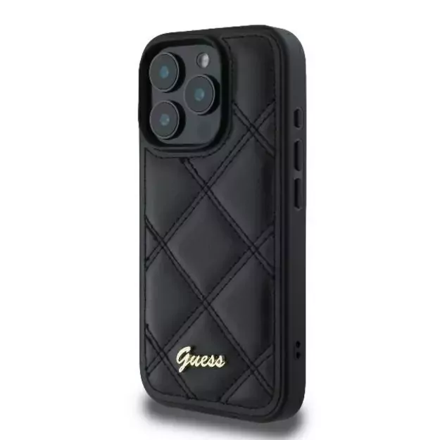 Guess Quilted Metal Logo iPhone 16 Pro Max Case - Black 8