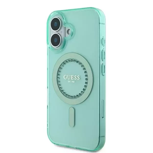Guess IML Rhinestones MagSafe iPhone 16 Plus Case - Green 8
