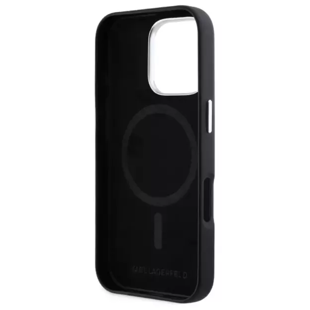Karl Lagerfeld FW Metal Plate MagSafe iPhone 16 Pro Case - Black 13