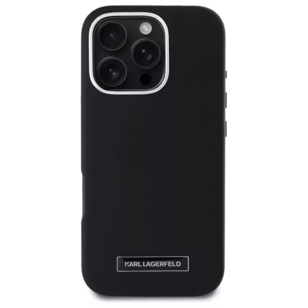 Karl Lagerfeld FW Metal Plate MagSafe iPhone 16 Pro Case - Black 9