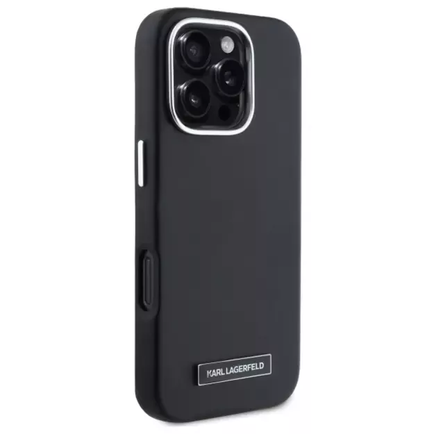 Karl Lagerfeld FW Metal Plate MagSafe iPhone 16 Pro Case - Black 10