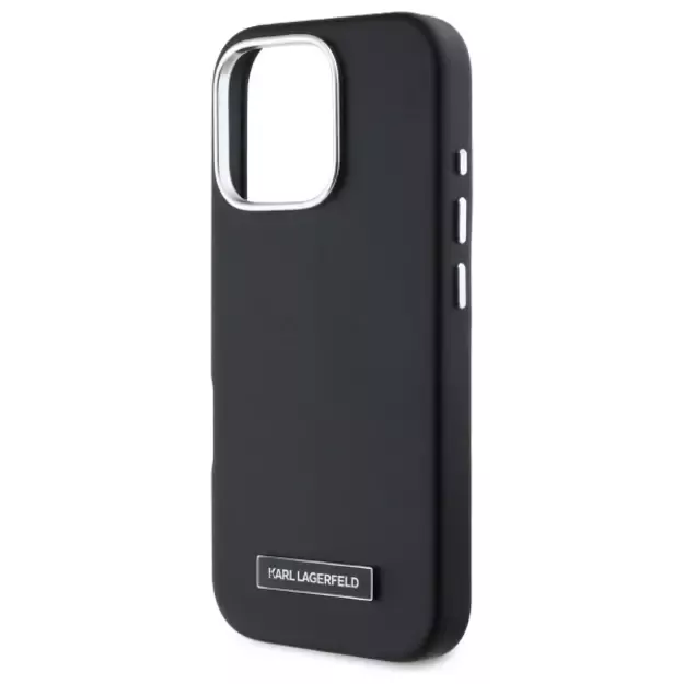 Karl Lagerfeld FW Metal Plate MagSafe iPhone 16 Pro Case - Black 12