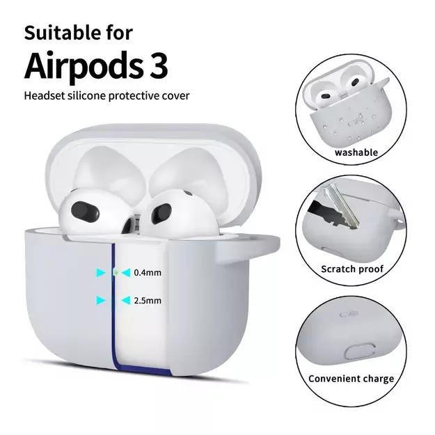 Tech-Protect Silicone Hook Case for Apple AirPods 3 - Gray 7