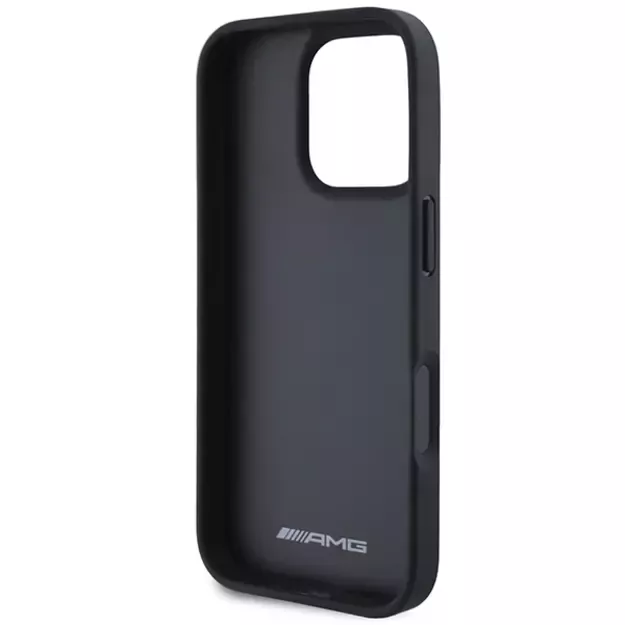AMG Leather Debossed Lines Black Logo iPhone 16 Pro Max Case - Black 13