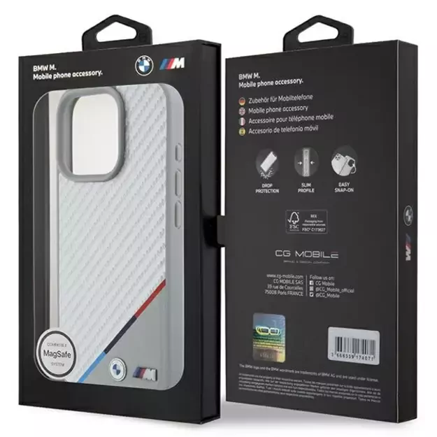 BMW M Carbon Tricolor Line MagSafe Case for iPhone 16 Pro - Gray 8