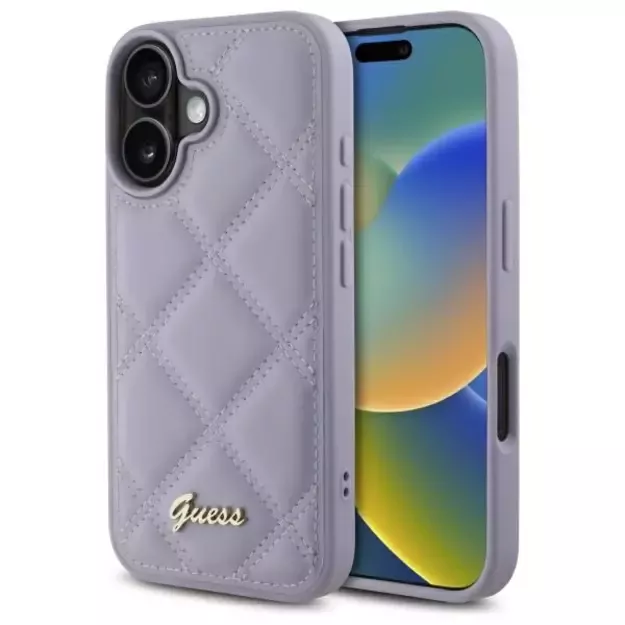 Guess Quilted Metal Logo case for iPhone 16 - light purple