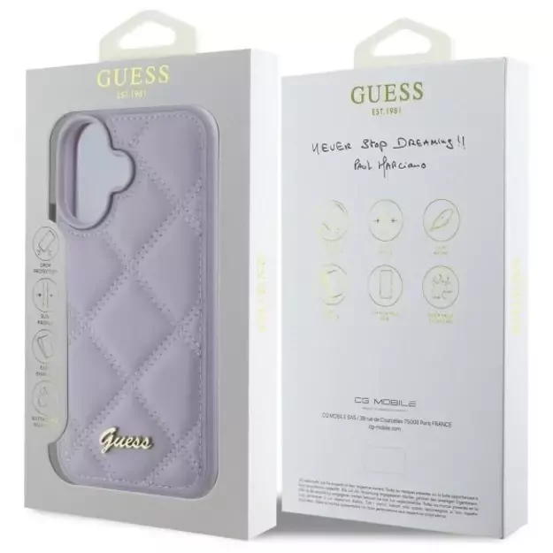 Guess Quilted Metal Logo case for iPhone 16 - light purple 7