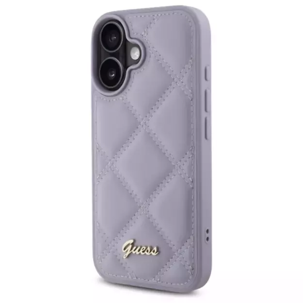 Guess Quilted Metal Logo case for iPhone 16 - light purple 1