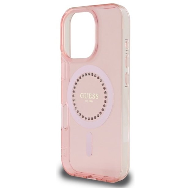 Guess IML Rhinestones MagSafe iPhone 16 Pro Case - Pink 1