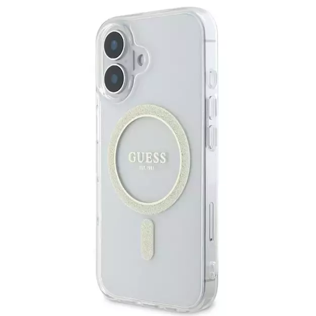 Guess IML Glitter Circle MagSafe iPhone 16 Case - Clear 8
