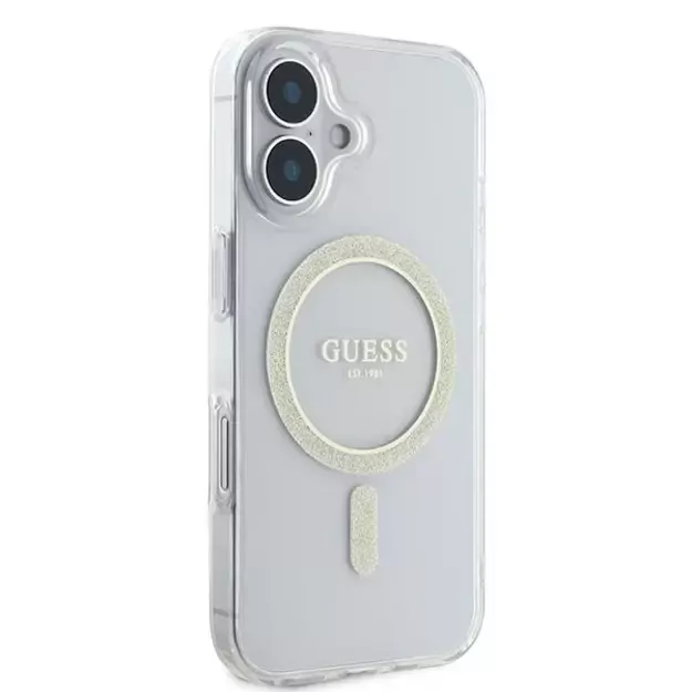 Guess IML Glitter Circle MagSafe iPhone 16 Case - Clear 10