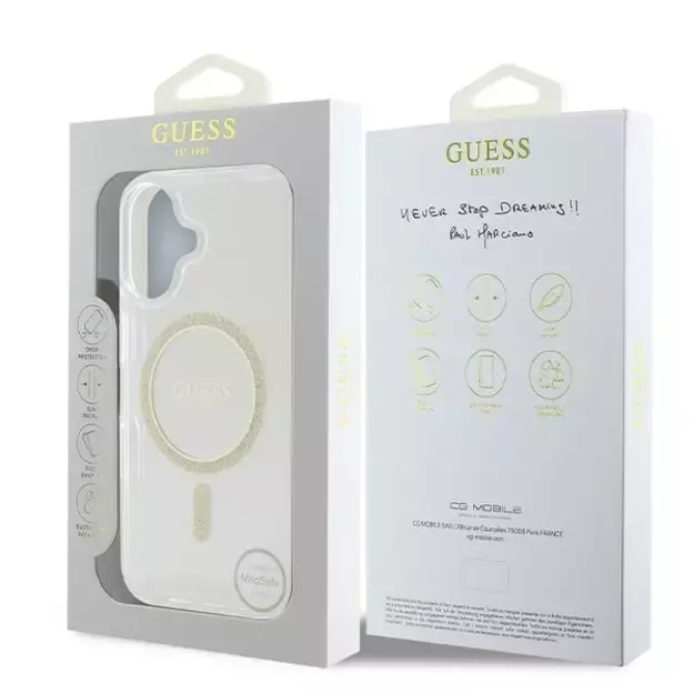 Guess IML Glitter Circle MagSafe iPhone 16 Case - Clear 14