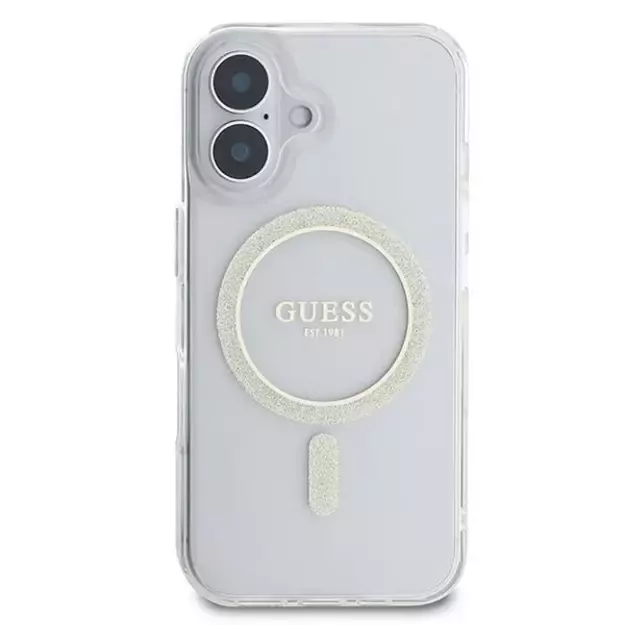 Guess IML Glitter Circle MagSafe iPhone 16 Case - Clear 9