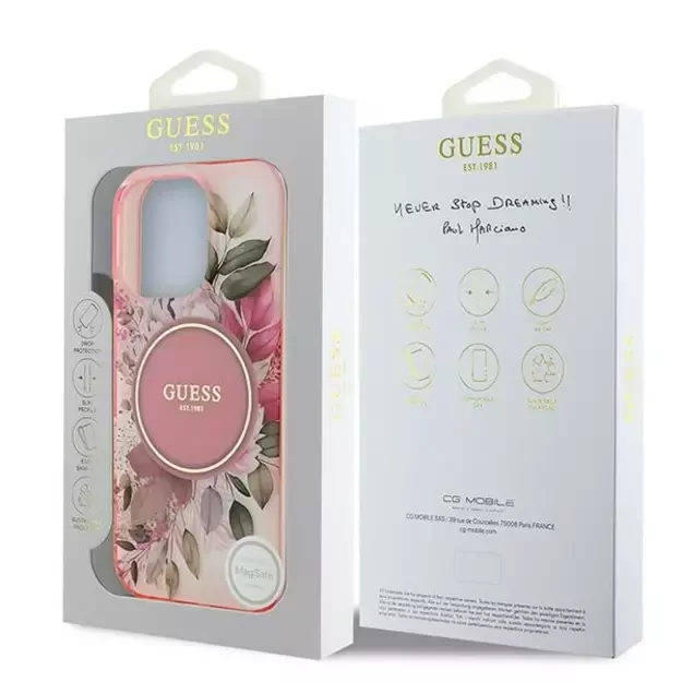 Guess IML Flower &amp  Tonal Circle MagSafe iPhone 16 Pro Max Case - Pink 6