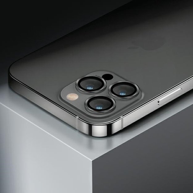 Uniq Optix Glass Aluminum Camera Lens Protector for iPhone 14 / 14 Plus Camera Lens with Applicator - Black 1