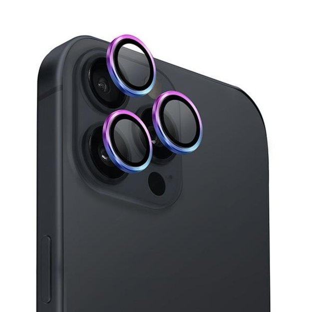 Uniq Optix Aluminum Camera Lens Protector iPhone 16 Pro 6.3&quot  / 16 Pro Max 6.9&quot  iridescent camera lens glass with applicator