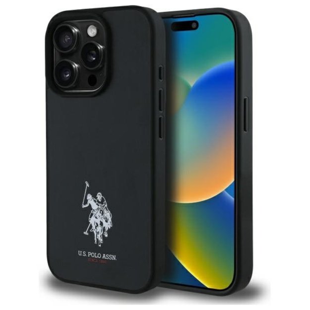 US Polo USHCP15XPGEK iPhone 15 Pro Max 6.7&quot  black/black Leather Embroidered DH Color