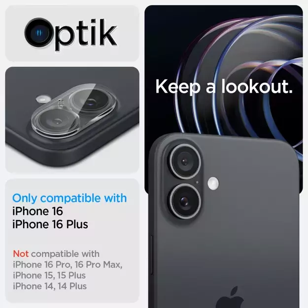 Spigen Optik Glas.tR tempered glass for iPhone 16 / 16 Plus camera - transparent (2 pcs.) 21