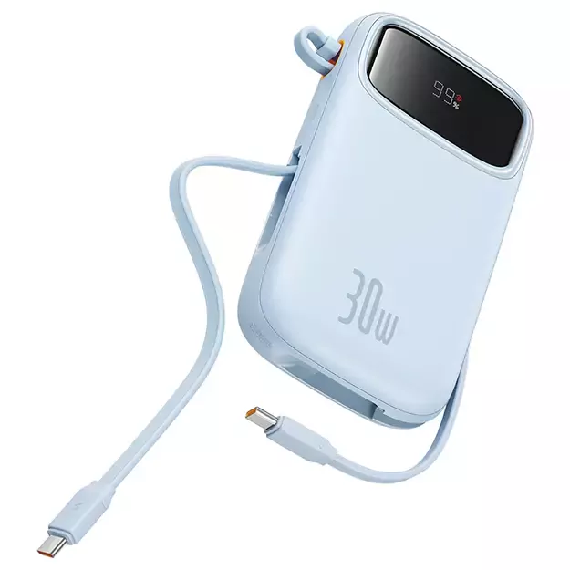 Baseus QPow 2 30W 10000mAh Power Bank with Built-in USB-C Cables - Blue 3