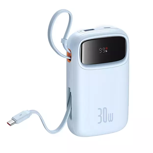 Baseus QPow 2 30W 10000mAh Power Bank with Built-in USB-C Cables - Blue 4