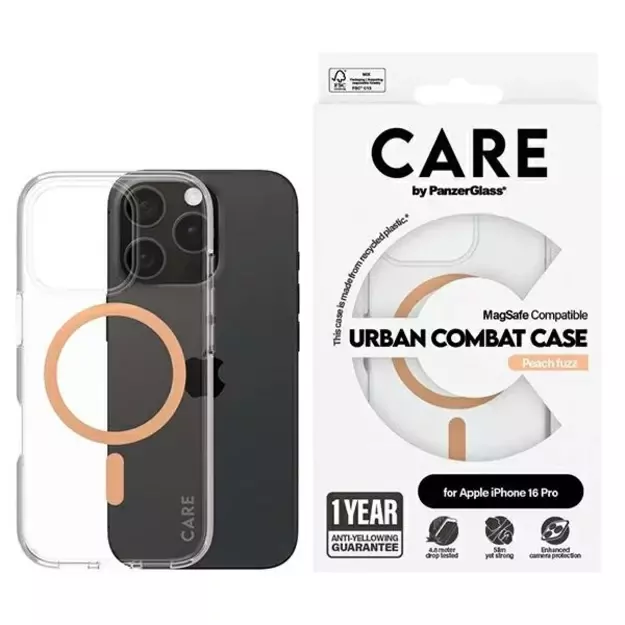 CARE by PanzerGlass Flagship Case iPhone 16 Pro 6.3&quot  Peachy MagSafe 1374
