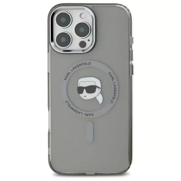 Karl Lagerfeld IML Metal Karl Head MagSafe iPhone 16 Pro Case - Black 5