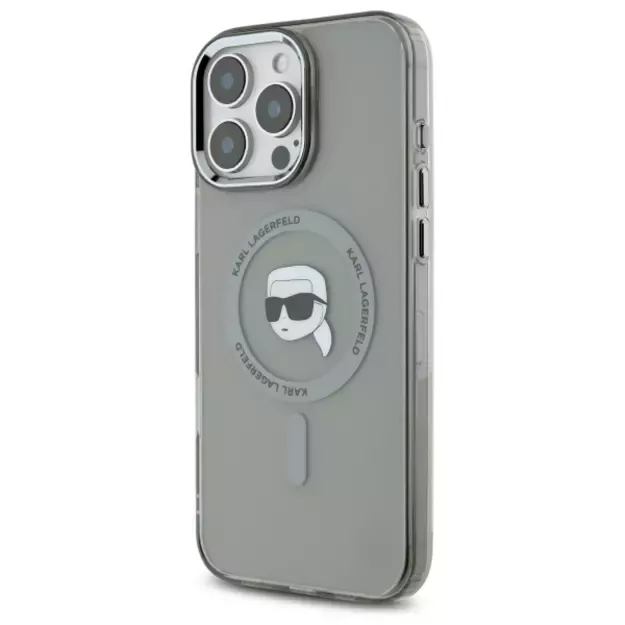 Karl Lagerfeld IML Metal Karl Head MagSafe iPhone 16 Pro Case - Black 4