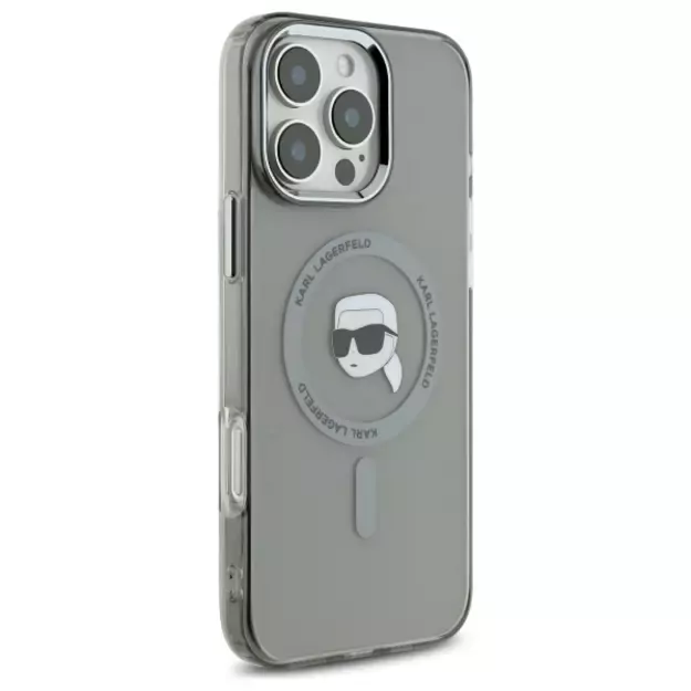 Karl Lagerfeld IML Metal Karl Head MagSafe iPhone 16 Pro Case - Black 6