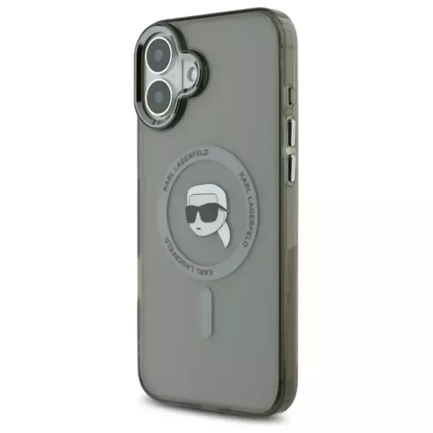 Karl Lagerfeld IML Metal Karl Head MagSafe iPhone 16 Plus Case - Black 1