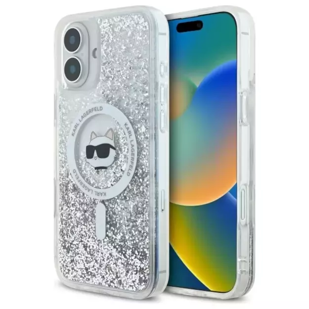 Karl Lagerfeld Liquid Glitter Choupette Head Magsafe iPhone 16 Case - Clear