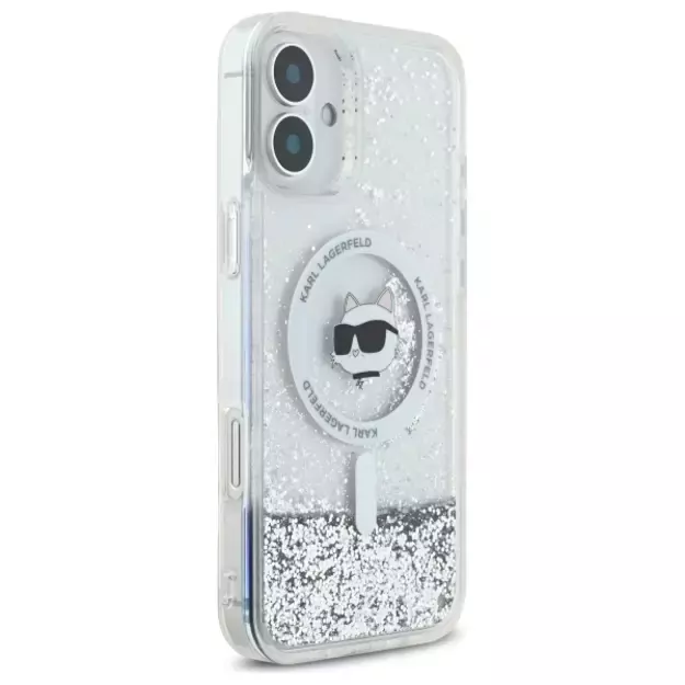 Karl Lagerfeld Liquid Glitter Choupette Head Magsafe iPhone 16 Case - Clear 3