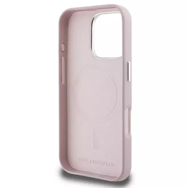 Karl Lagerfeld FW Metal Plate MagSafe iPhone 16 Pro Max Case - Pink 6