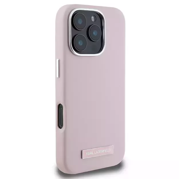 Karl Lagerfeld FW Metal Plate MagSafe iPhone 16 Pro Max Case - Pink 3