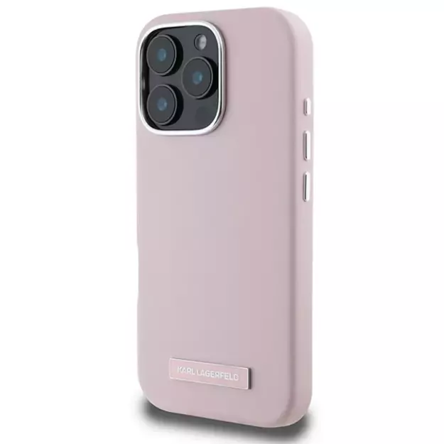 Karl Lagerfeld FW Metal Plate MagSafe iPhone 16 Pro Max Case - Pink 1