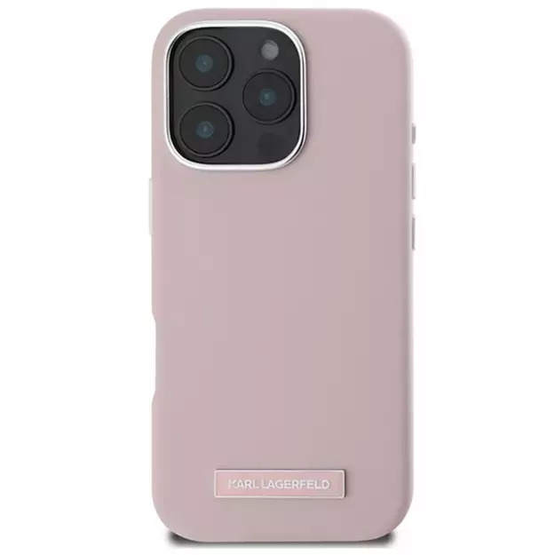 Karl Lagerfeld FW Metal Plate MagSafe iPhone 16 Pro Max Case - Pink 2