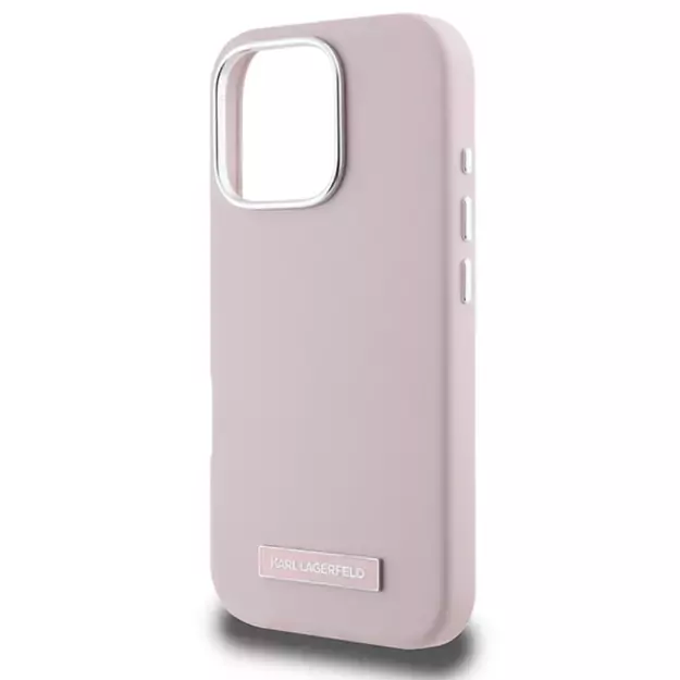 Karl Lagerfeld FW Metal Plate MagSafe iPhone 16 Pro Max Case - Pink 5