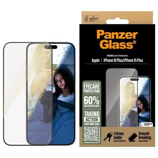PanzerGlass EyeCare Screen Protector iPhone 16 Plus 6.7&quot  Ultra-Wide Fit 2867