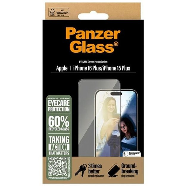 PanzerGlass EyeCare Screen Protector iPhone 16 Plus 6.7&quot  Ultra-Wide Fit 2867 1