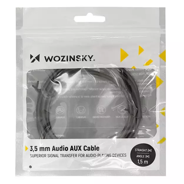 Wozinsky AUX cable angled (male-male) mini jack cable 1.5 m black 4