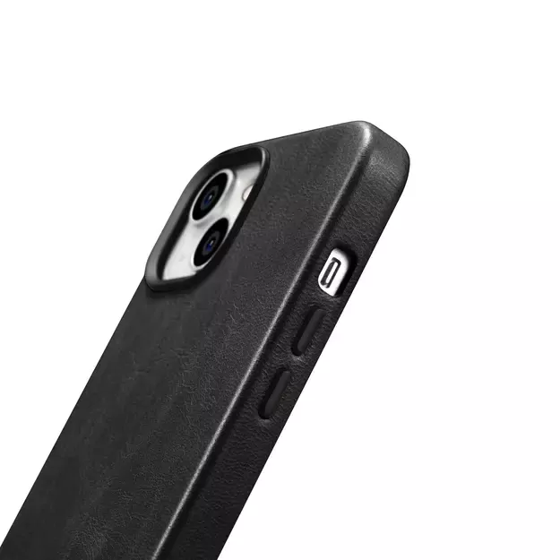 iCarer Oil Wax Premium Leather Case iPhone 14 Magnetic Leather Case with MagSafe Black (WMI14220701-BK) 6