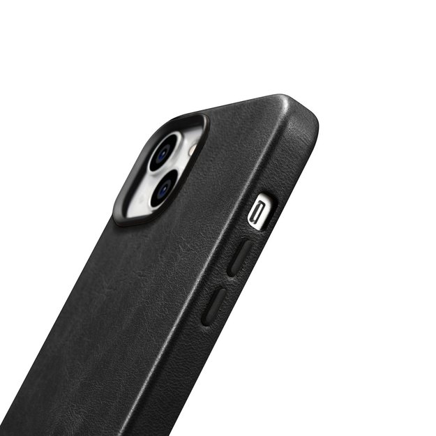 iCarer Oil Wax Premium Leather Case iPhone 14 Magnetic Leather Case with MagSafe Black (WMI14220701-BK) 22